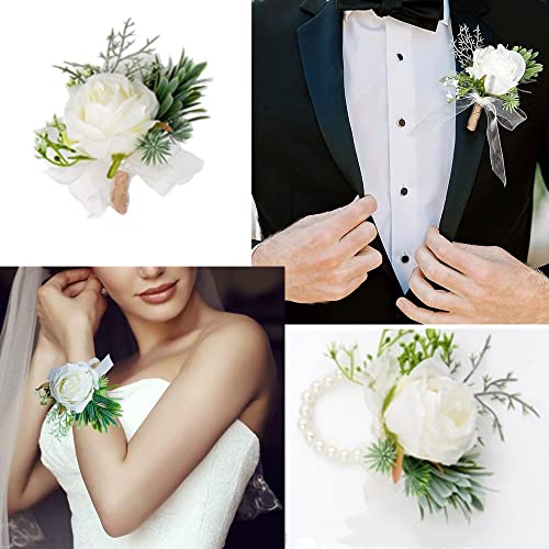 Rose Flower Corsage and Boutonniere Set