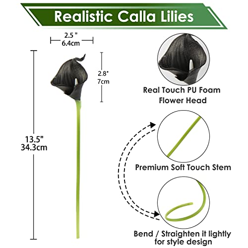 10PCS Black Calla Lily Artificial Flower Bouquet