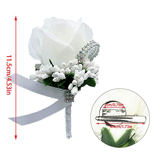 White Rose Wedding Boutonnieres - Set of 4