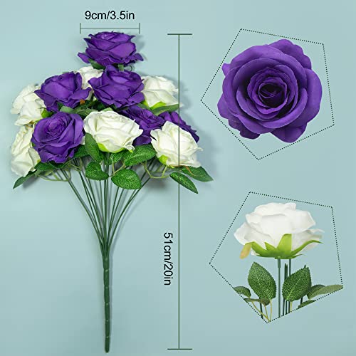 Purple & White Silk Rose Bouquet
