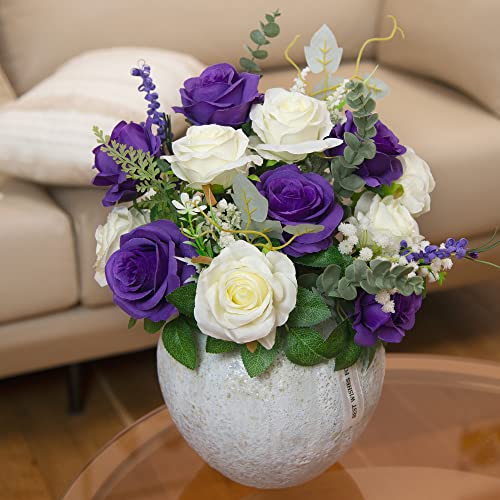 Purple & White Silk Rose Bouquet