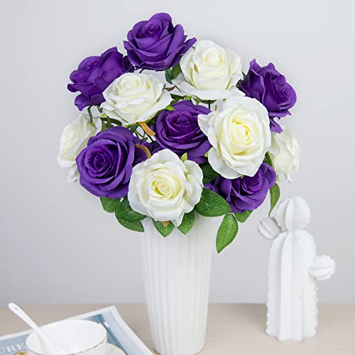 Purple & White Silk Rose Bouquet