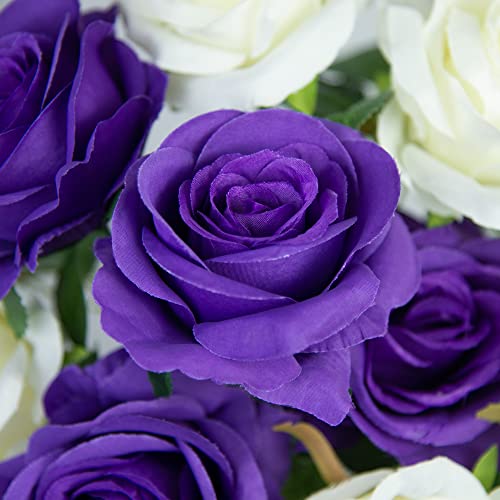 Purple & White Silk Rose Bouquet