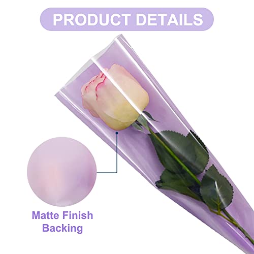100 Single Rose Sleeve Bags - Purple
