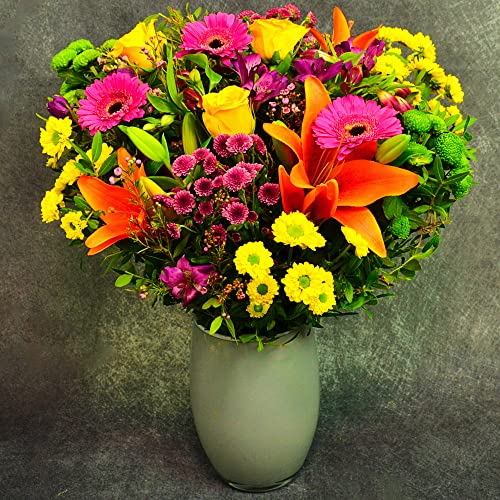 Vibrant Hand Tied Mixed Fresh Flowers, Delivered UK Next Day, Stunning Floral Bouquet of Beautiful Colour for Mother's Day, Birthdays, or Just Because