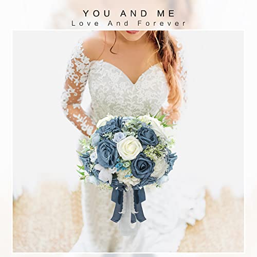 Blue & Dusty Rose Artificial Bouquet Flowers
