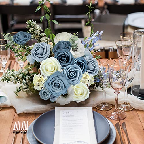 Blue & Dusty Rose Artificial Bouquet Flowers