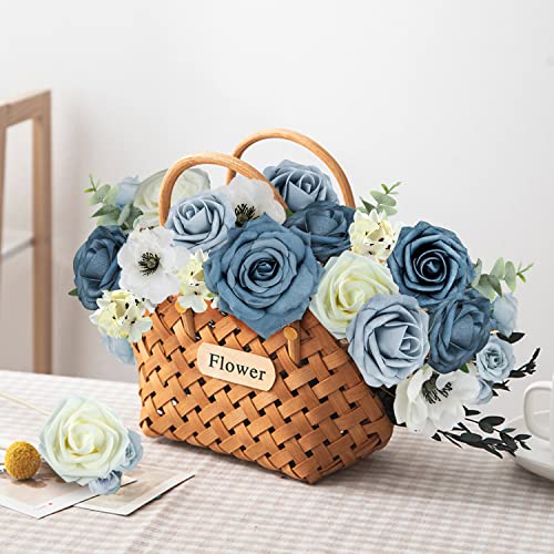 Blue & Dusty Rose Artificial Bouquet Flowers