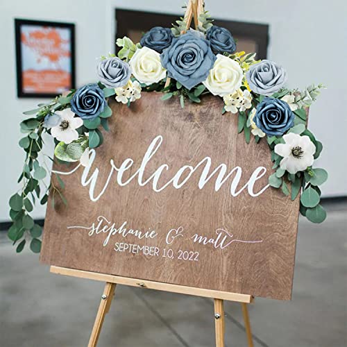 Blue & Dusty Rose Artificial Bouquet Flowers