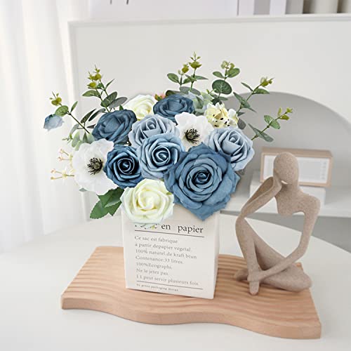 Blue & Dusty Rose Artificial Bouquet Flowers