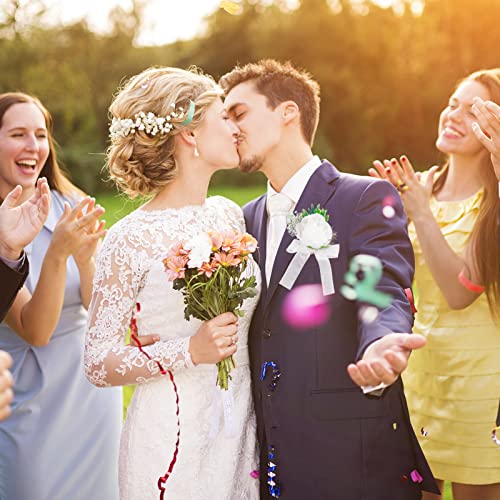 White Rose Wedding Boutonniere for Groom & Bride