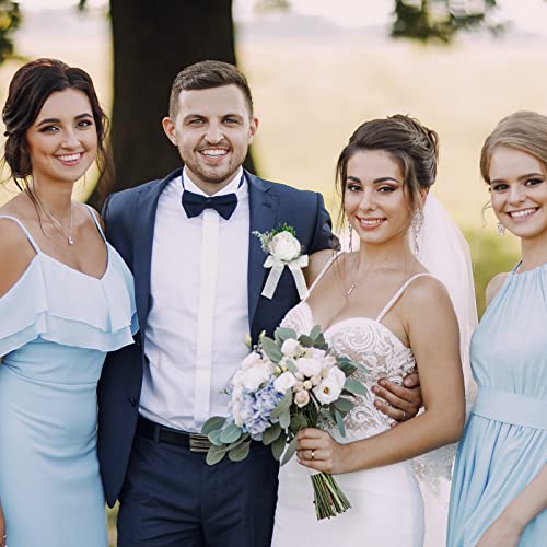 White Rose Wedding Boutonniere for Groom & Bride