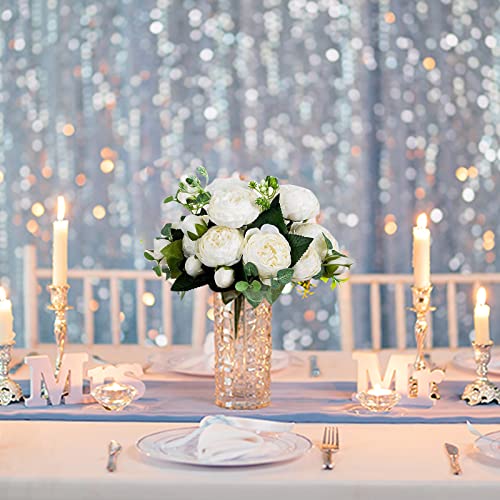 White BLOSMON Peony Silk Flowers for Weddings