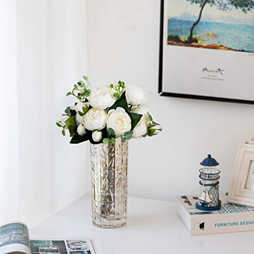 White BLOSMON Peony Silk Flowers for Weddings