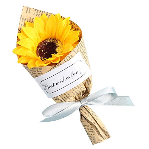 Flowers Delivered Next Day Flower Delivery Soap Flowers Bouquet Artificial Eternal Sunflower Newspaper Wrapped for Home Living Room Decoration