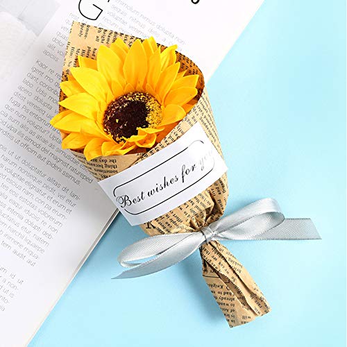 Flowers Delivered Next Day Flower Delivery Soap Flowers Bouquet Artificial Eternal Sunflower Newspaper Wrapped for Home Living Room Decoration