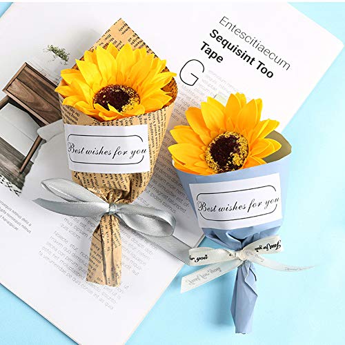 Flowers Delivered Next Day Flower Delivery Soap Flowers Bouquet Artificial Eternal Sunflower Newspaper Wrapped for Home Living Room Decoration