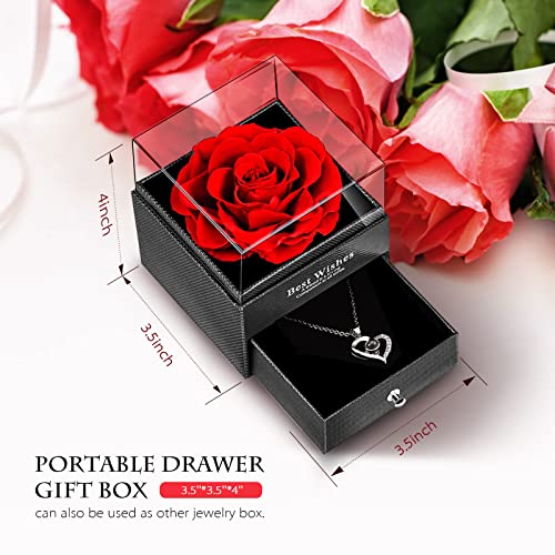 Preserved Eternal Rose Necklace Bouquet for Her
