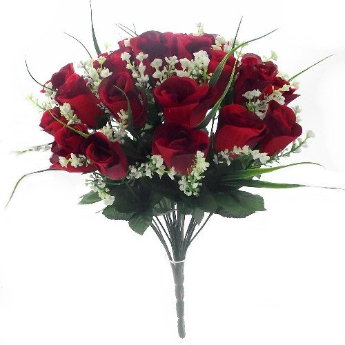Realistic 25-Head Red Roses Bouquet for Home Decor