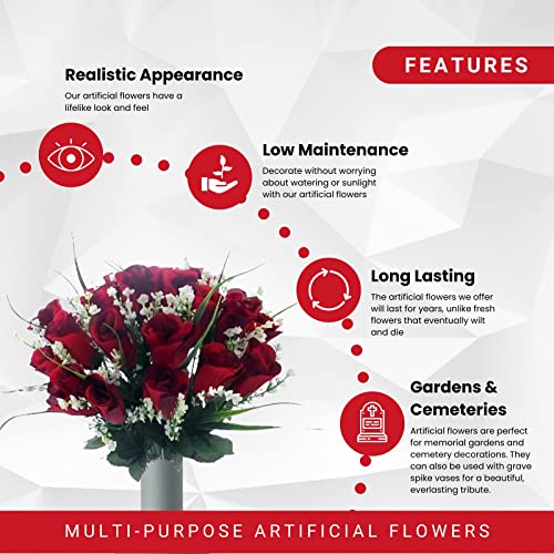 Realistic 25-Head Red Roses Bouquet for Home Decor