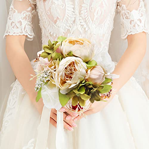 Silky Peony Wedding Bouquet for Bride Bridesmaid