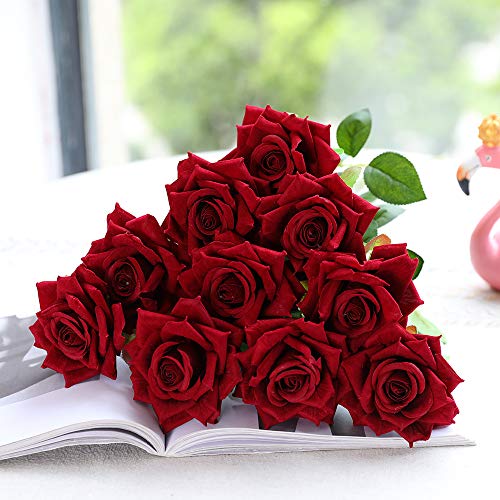 Dark Red Velvet Rose Bouquet for Weddings and Home