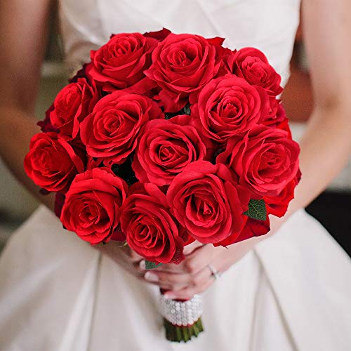 Red Silk Rose Bouquet for Wedding Decor