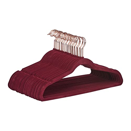 30-Pack Velvet Non-Slip Hangers in Burgundy/Rose Gold