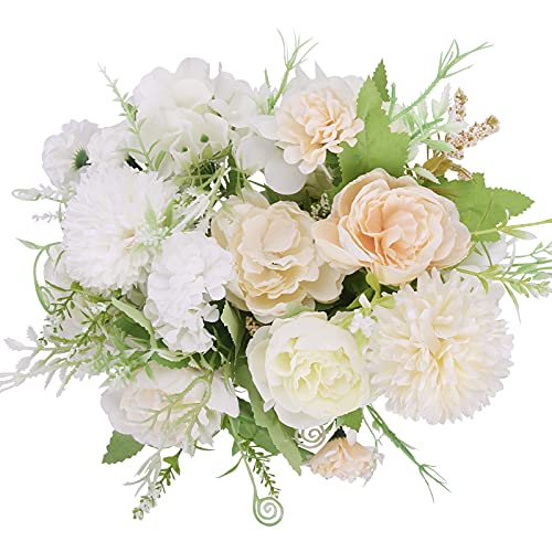 White Artificial Peony and Hydrangea Bouquet