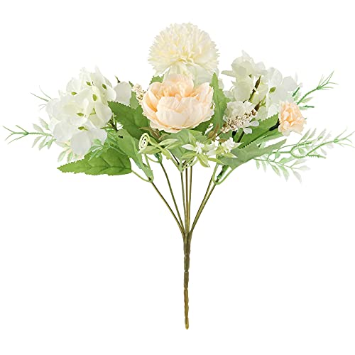 White Artificial Peony and Hydrangea Bouquet