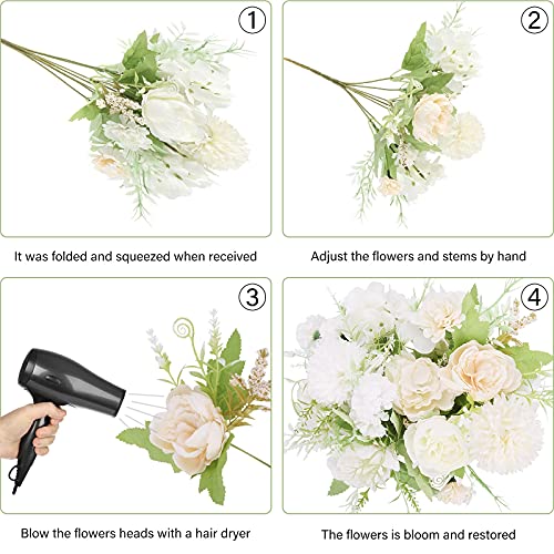 White Artificial Peony and Hydrangea Bouquet