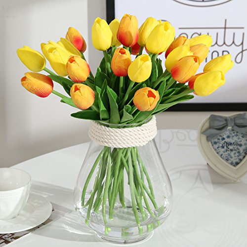 Realistic 20-Pack Orange Tulips for Weddings and Décor