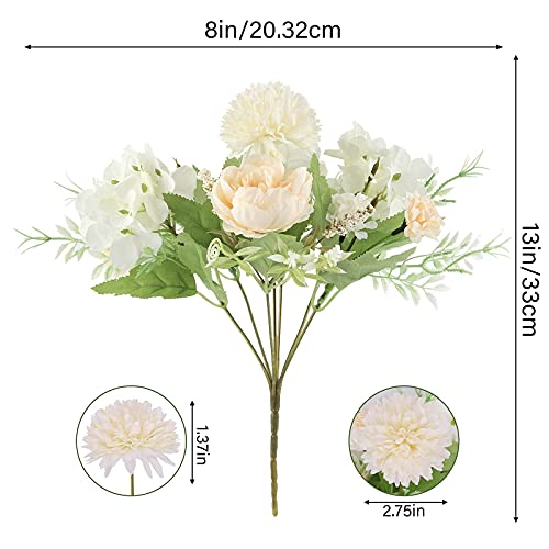 White Artificial Peony and Hydrangea Bouquet