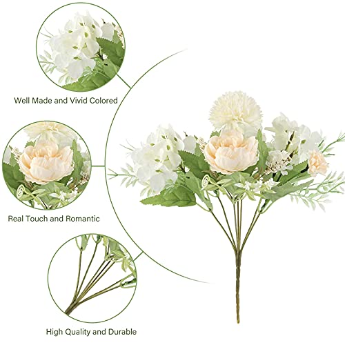 White Artificial Peony and Hydrangea Bouquet