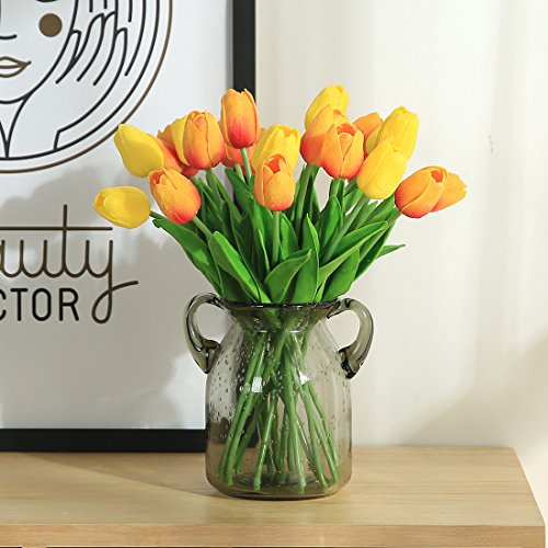 Realistic 20-Pack Orange Tulips for Weddings and Décor