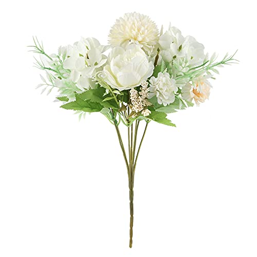 White Artificial Peony and Hydrangea Bouquet