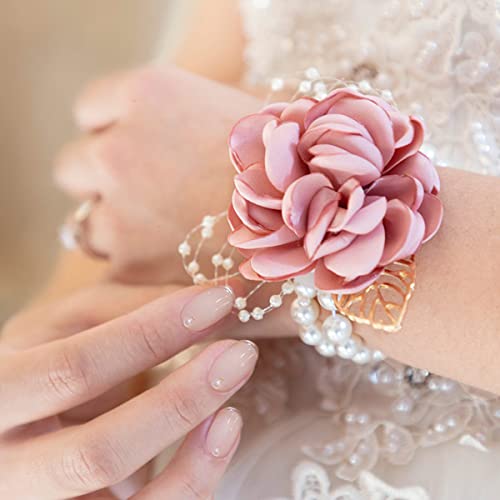 Pearl Pink Rose Wedding Wrist Corsage