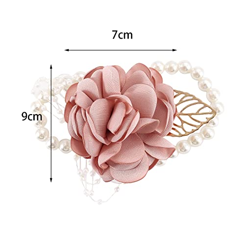 Pearl Pink Rose Wedding Wrist Corsage