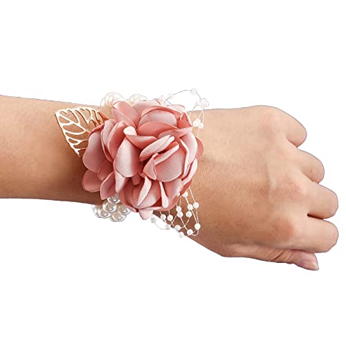 Pearl Pink Rose Wedding Wrist Corsage