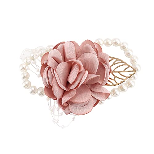 Pearl Pink Rose Wedding Wrist Corsage