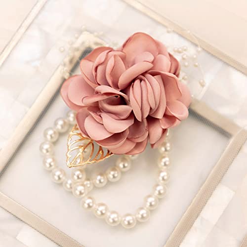 Pearl Pink Rose Wedding Wrist Corsage