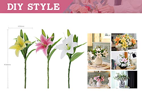 Pink Artificial Tiger Lily Bouquet, 6pcs