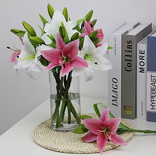 Pink Artificial Tiger Lily Bouquet, 6pcs