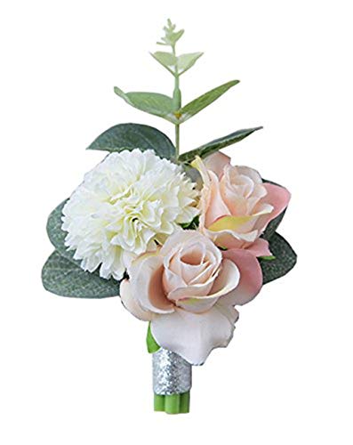 Champagne Pink Rose Boutonniere Set for Weddings