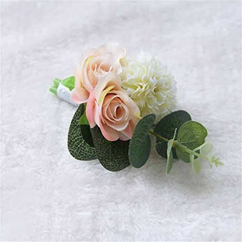 Champagne Pink Rose Boutonniere Set for Weddings