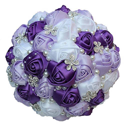 Customizable Handmade Silk Rose Bouquet with Diamonds and Pearls