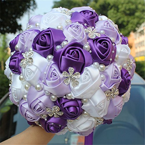 Customizable Handmade Silk Rose Bouquet with Diamonds and Pearls