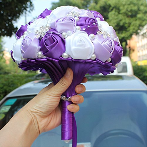 Customizable Handmade Silk Rose Bouquet with Diamonds and Pearls