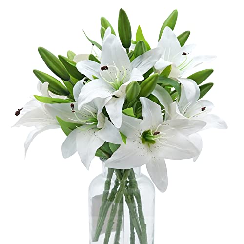 Real Touch Tiger Lily Bouquet - White