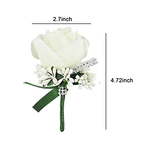 White Rose Boutonniere Set for Weddings